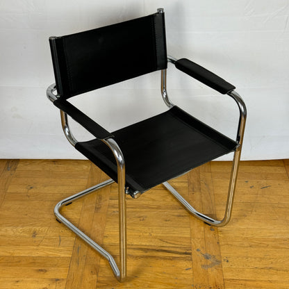 Marcel Breuer MG5 style black tubular chair 1990s