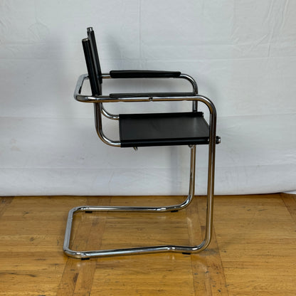 Marcel Breuer MG5 style black tubular chair 1990s