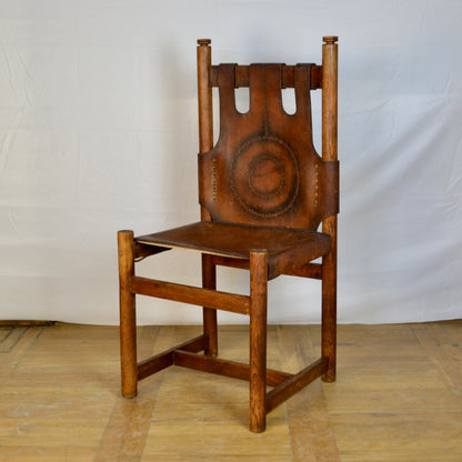 set of 8 Vintage leather dining chair 1970s