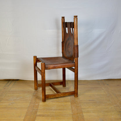 set of 8 Vintage leather dining chair 1970s