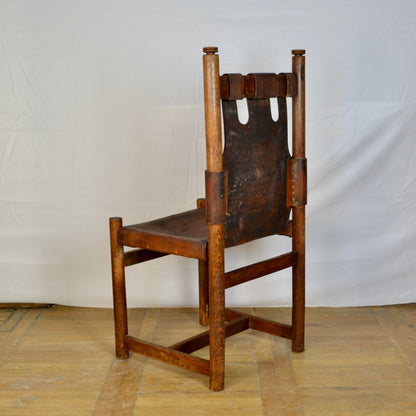 set of 8 Vintage leather dining chair 1970s