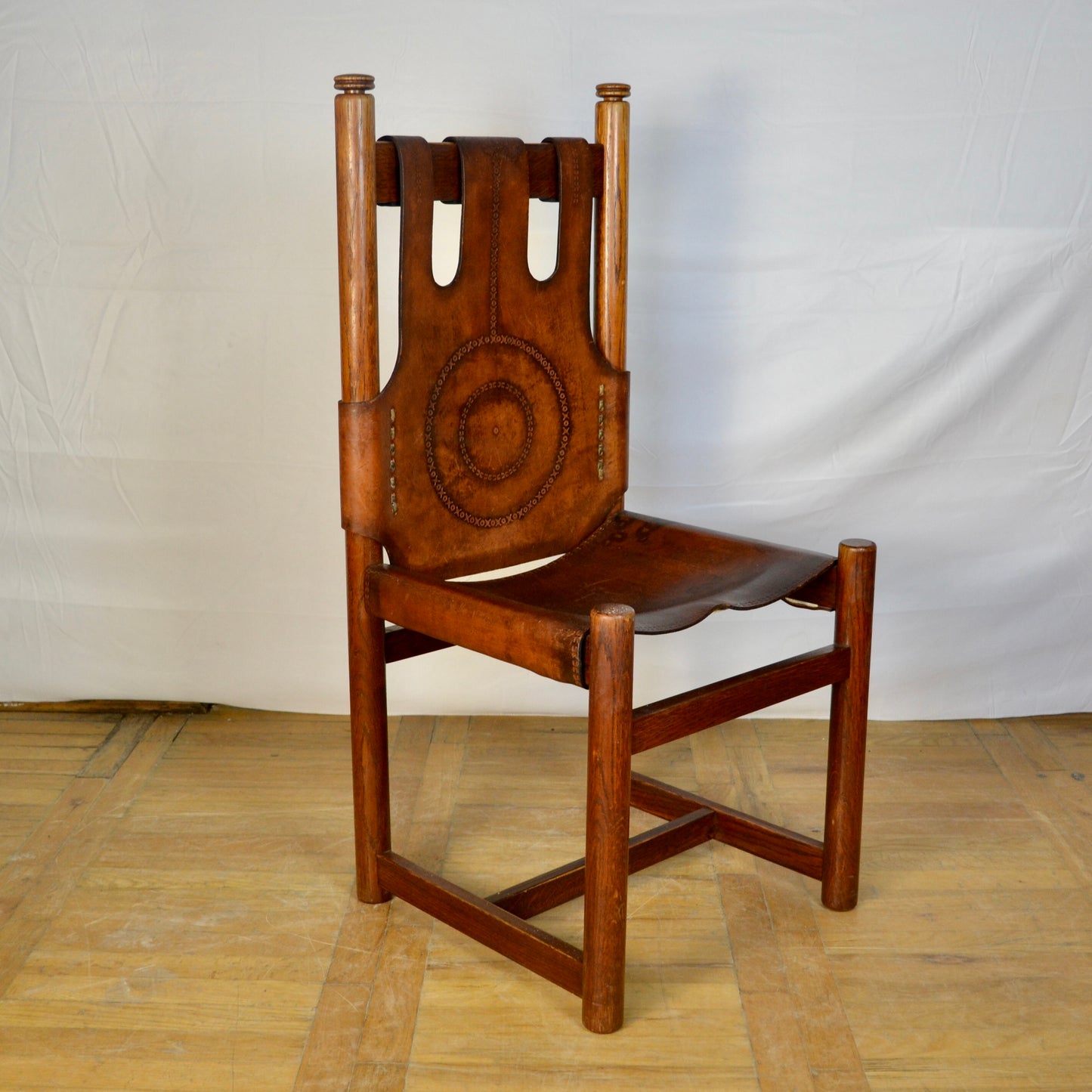 set of 8 Vintage leather dining chair 1970s