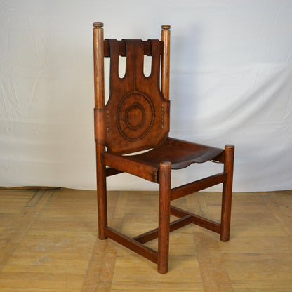 set of 8 Vintage leather dining chair 1970s