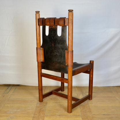 set of 8 Vintage leather dining chair 1970s