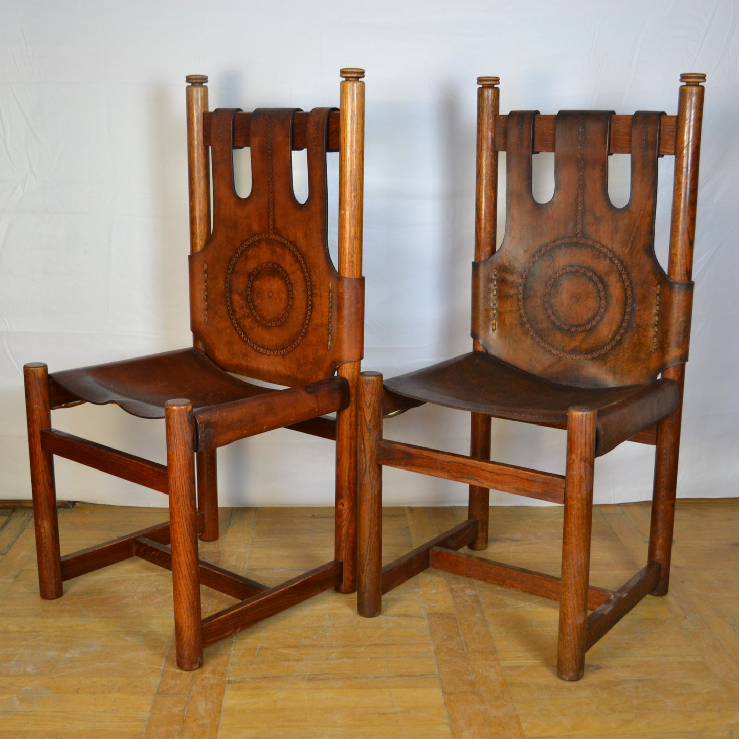 set of 8 Vintage leather dining chair 1970s