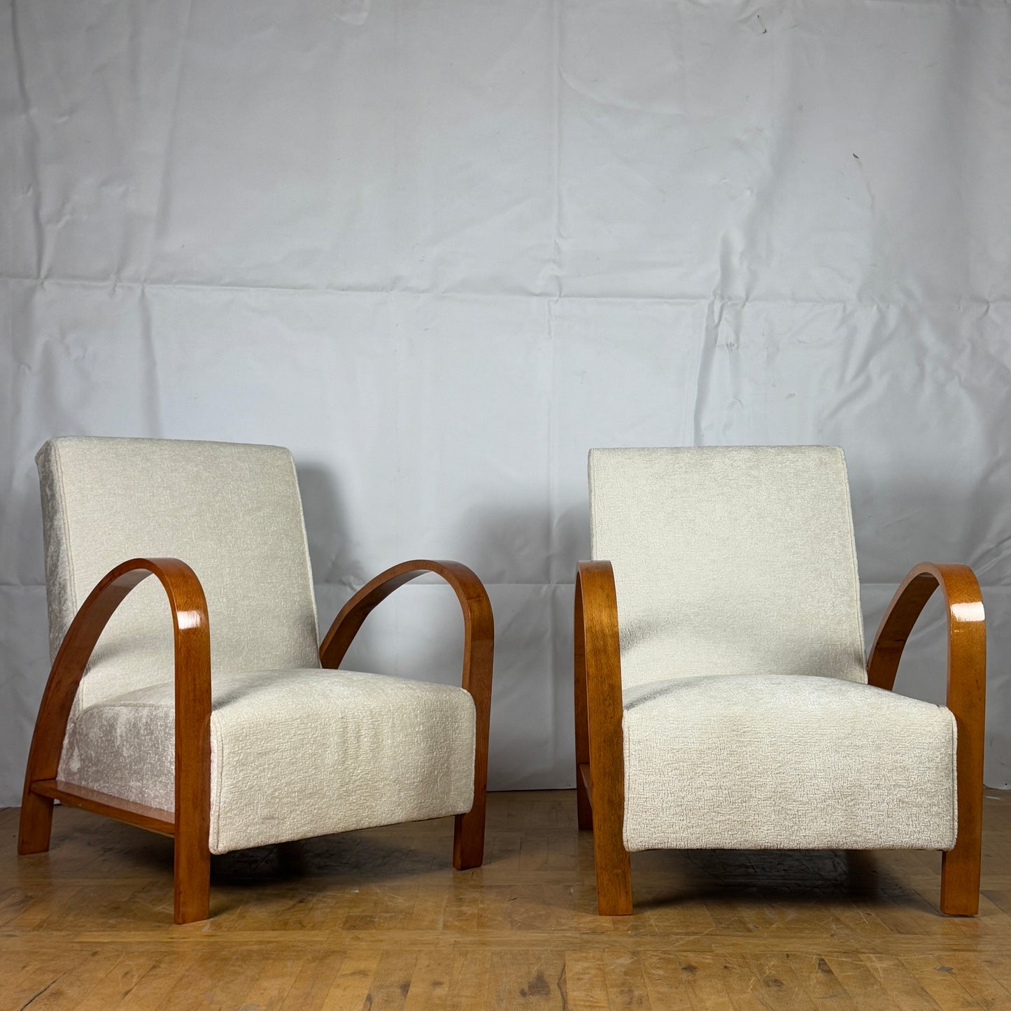 Pair of fully restored French art-deco armchairs 1960s