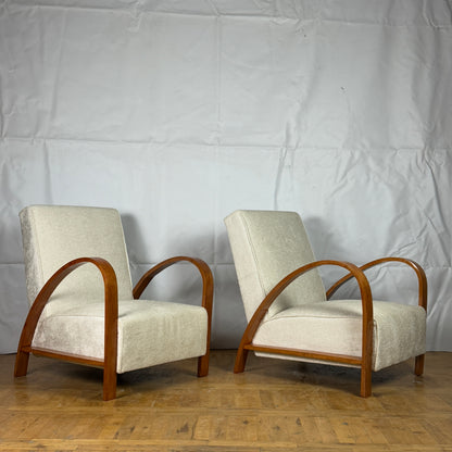 Pair of fully restored French art-deco armchairs 1960s