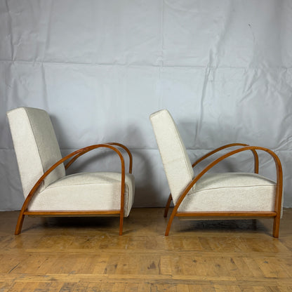 Pair of fully restored French art-deco armchairs 1960s