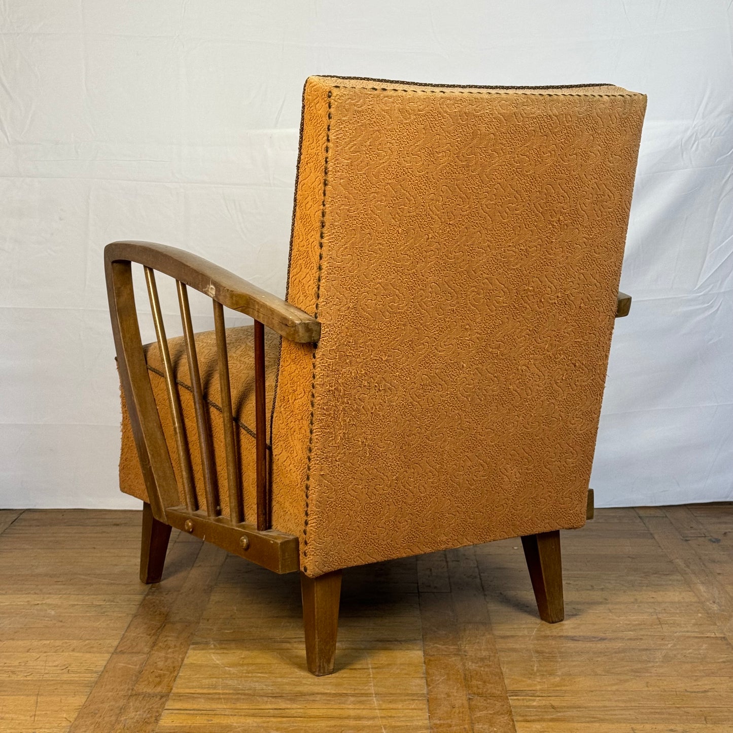 Pair of DDR oak armchairs with ottoman 1960s