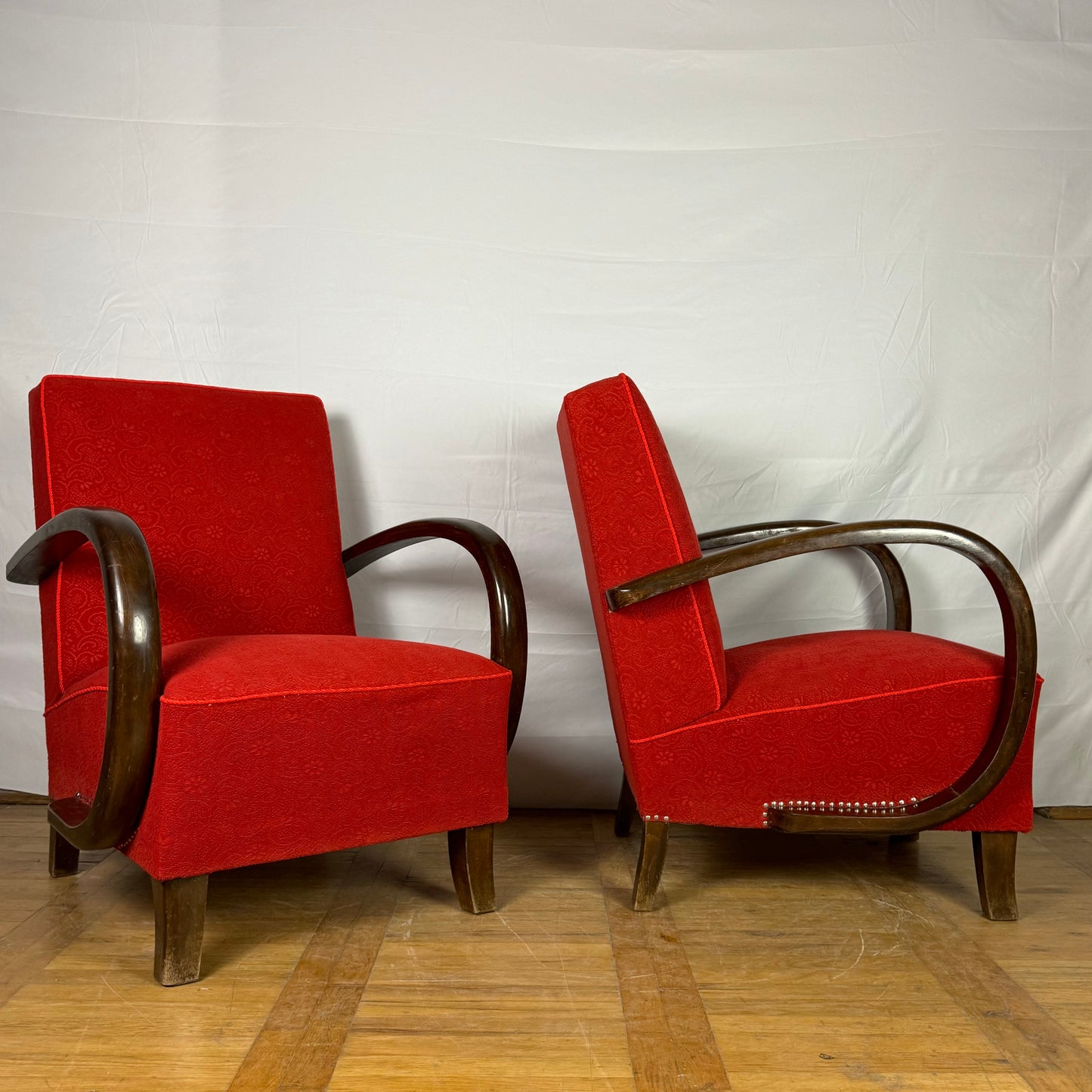 Pair of Hungarian Halabala style retro armchairs