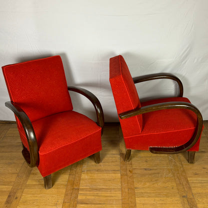 Pair of Hungarian Halabala style retro armchairs