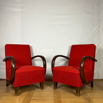 Pair of Hungarian Halabala style retro armchairs