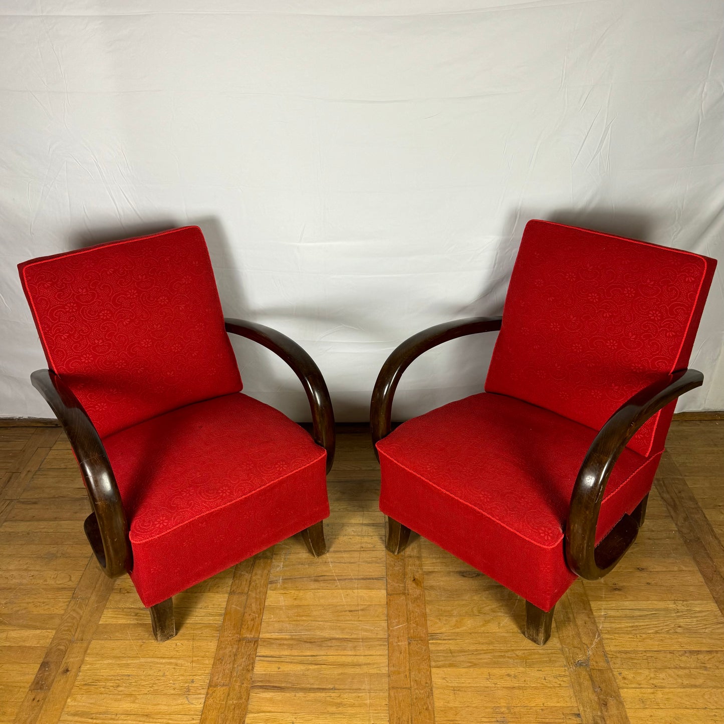 Pair of Hungarian Halabala style retro armchairs