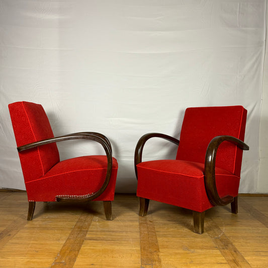 Pair of Hungarian Halabala style retro armchairs