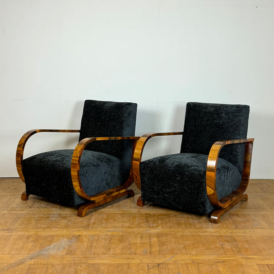 Pair of fully restored art-deco armchairs by Heal & Son London 1930s