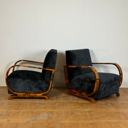 Pair of fully restored art-deco armchairs by Heal & Son London 1930s