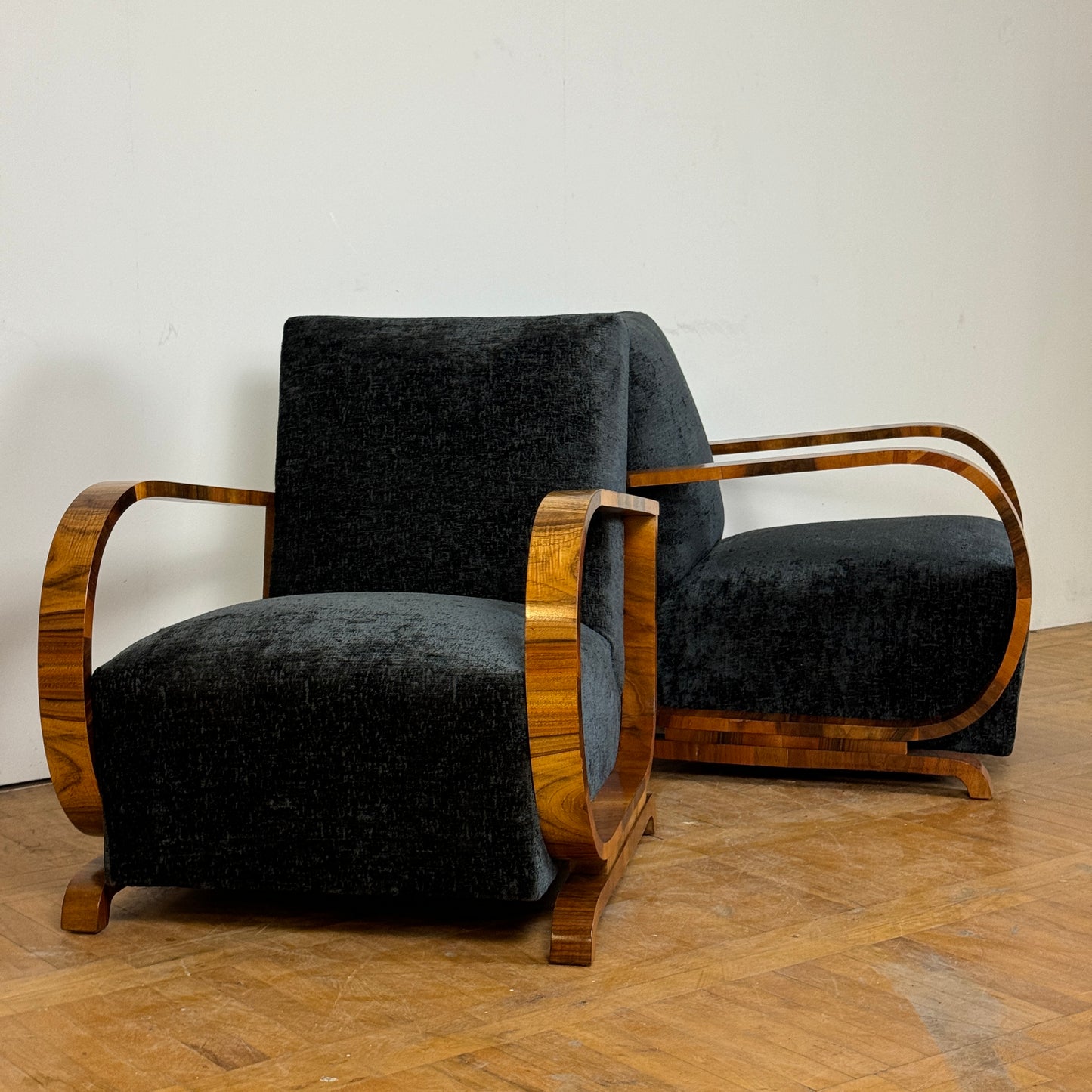 Pair of fully restored art-deco armchairs by Heal & Son London 1930s