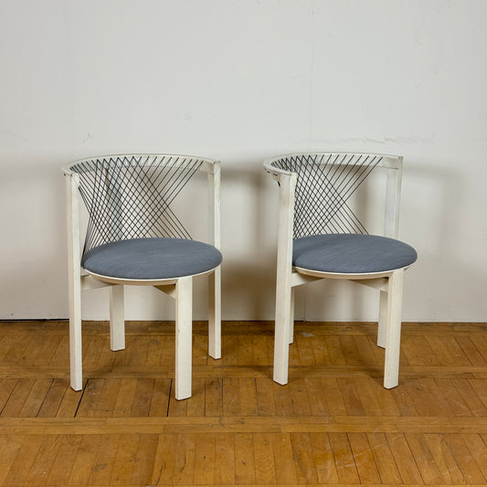 pair of string chair by Niels J. Haugesen for Tranekaer 1980s