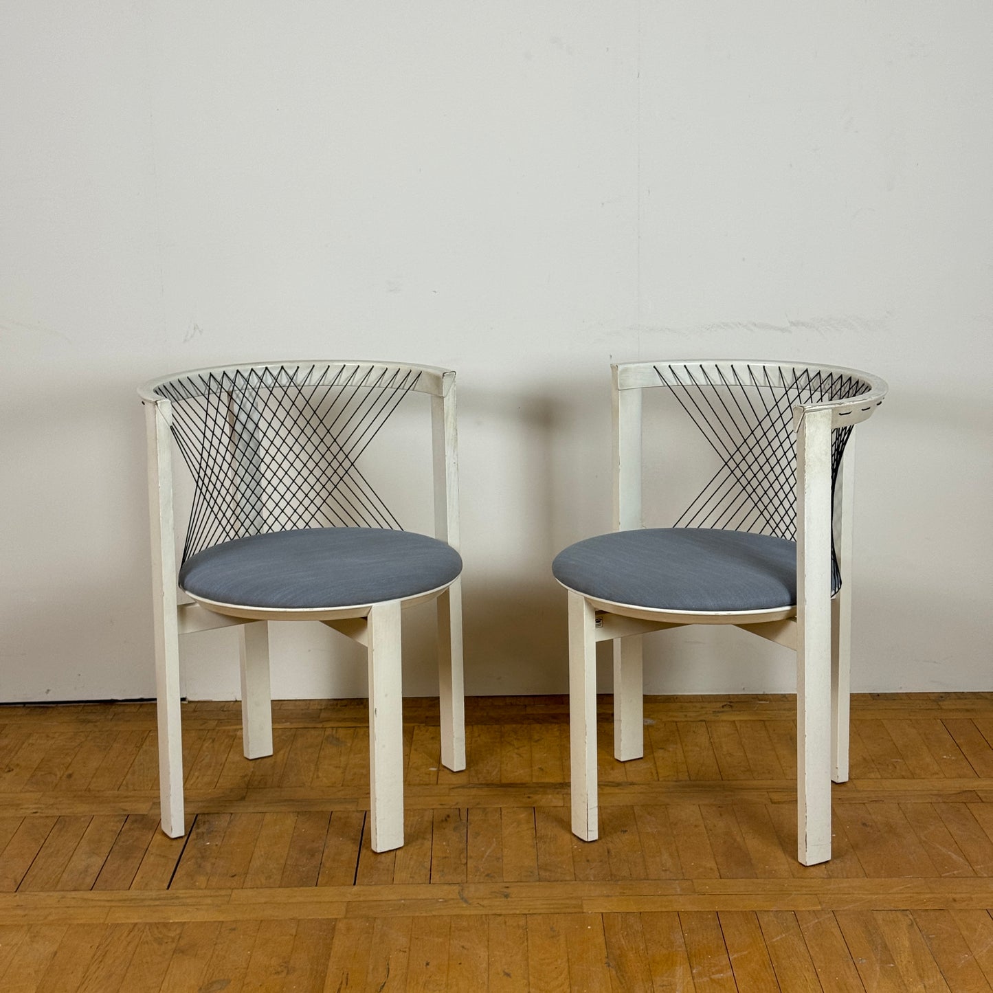 pair of string chair by Niels J. Haugesen for Tranekaer 1980s