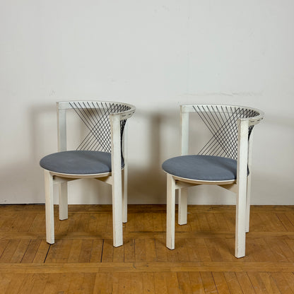 pair of string chair by Niels J. Haugesen for Tranekaer 1980s