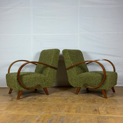 Pair of Jindřich Halabala H-410 armchairs for UP Zavody 1930s