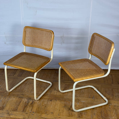 white tubular steel Marcel Breuer "Cesca" chair 1980s