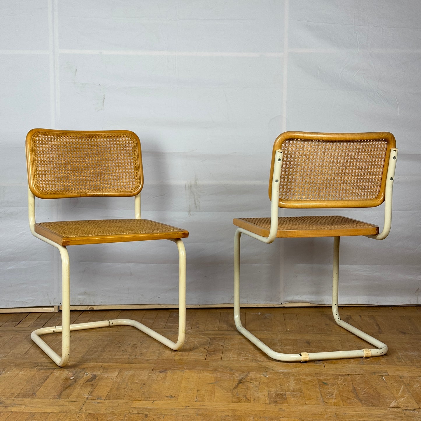 white tubular steel Marcel Breuer "Cesca" chair 1980s