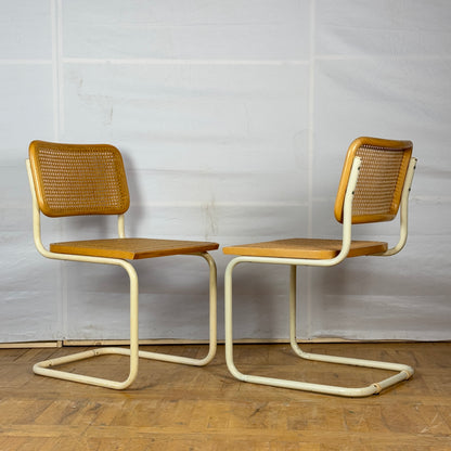 white tubular steel Marcel Breuer "Cesca" chair 1980s