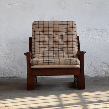 Vintage Hungarian Plaid Lounge Suite with Coffee Table, 1970s