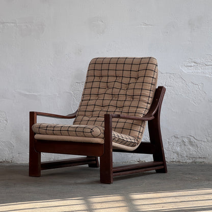 Vintage Hungarian Plaid Lounge Suite with Coffee Table, 1970s