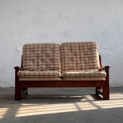 Vintage Hungarian Plaid Lounge Suite with Coffee Table, 1970s
