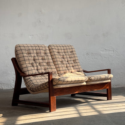 Vintage Hungarian Plaid Lounge Suite with Coffee Table, 1970s