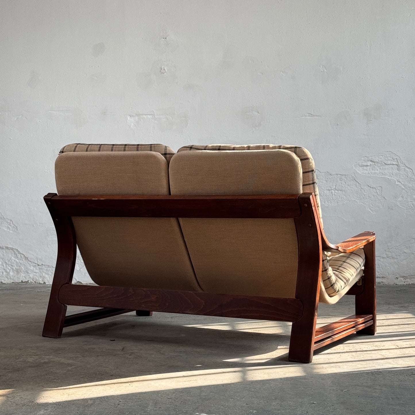 Vintage Hungarian Plaid Lounge Suite with Coffee Table, 1970s
