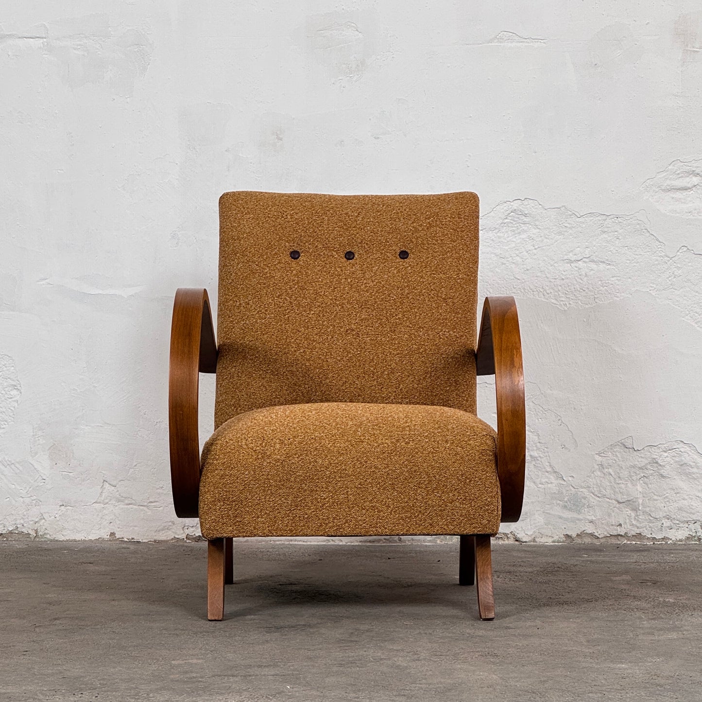 Pair of Fully Refurbished H-410 Art Deco Armchairs by Jindřich Halabala, 1930