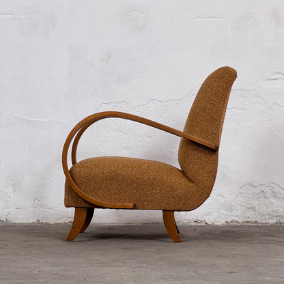 Pair of Fully Refurbished H-410 Art Deco Armchairs by Jindřich Halabala, 1930