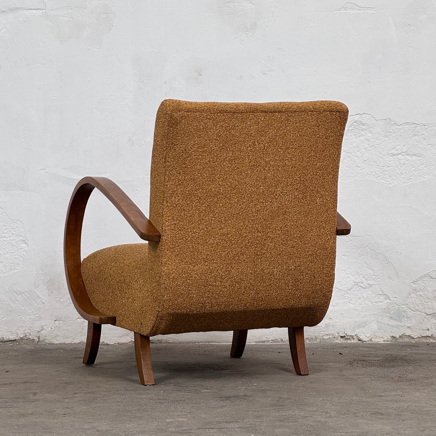 Pair of Fully Refurbished H-410 Art Deco Armchairs by Jindřich Halabala, 1930