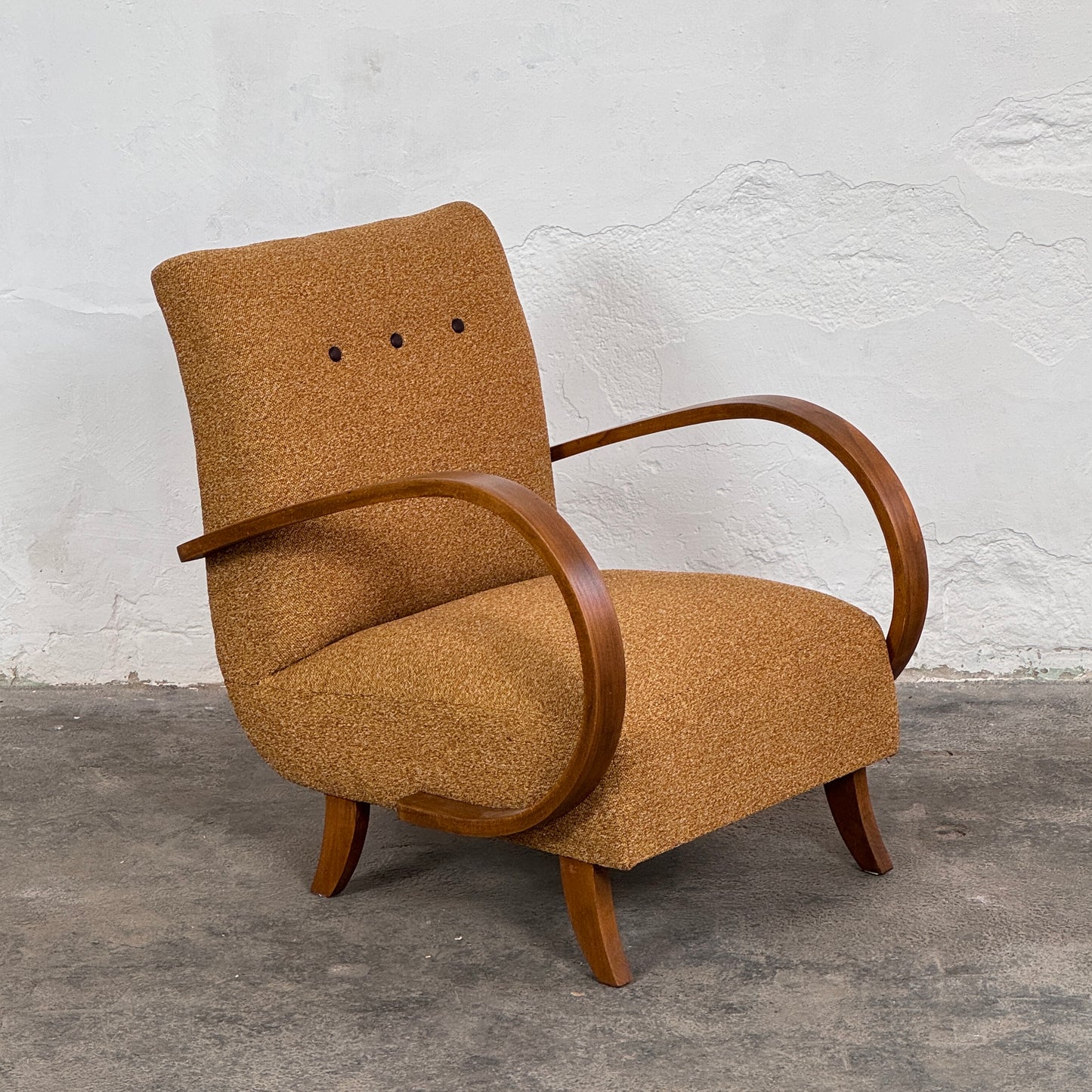 Pair of Fully Refurbished H-410 Art Deco Armchairs by Jindřich Halabala, 1930