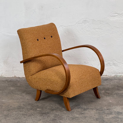 Pair of Fully Refurbished H-410 Art Deco Armchairs by Jindřich Halabala, 1930