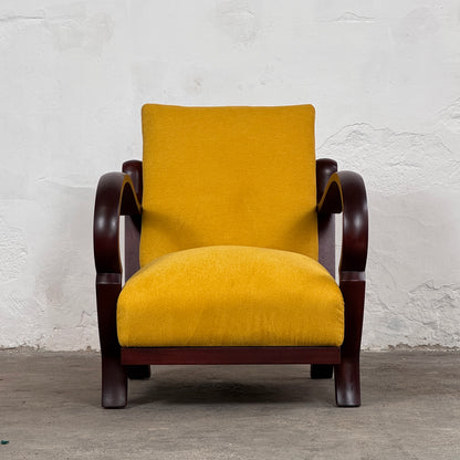 Pair of Debreceni Art Deco Armchairs with Bent Arms, 1940