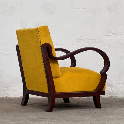 Pair of Debreceni Art Deco Armchairs with Bent Arms, 1940