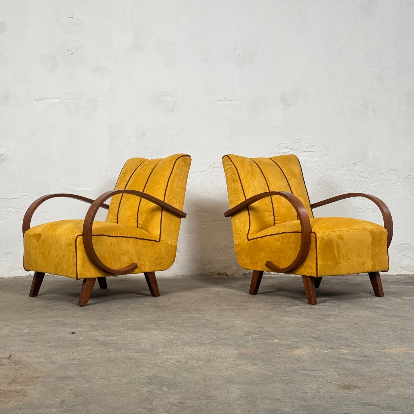 Pair of Art Deco Armchairs by Jindřich Halabala for UP Závody 1930s