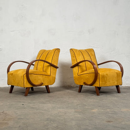 Pair of Art Deco Armchairs by Jindřich Halabala for UP Závody 1930s
