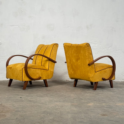 Pair of Art Deco Armchairs by Jindřich Halabala for UP Závody 1930s