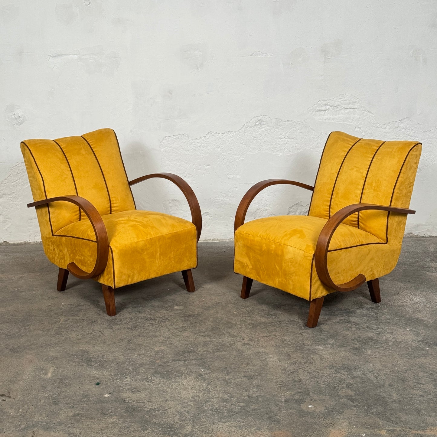 Pair of Art Deco Armchairs by Jindřich Halabala for UP Závody 1930s