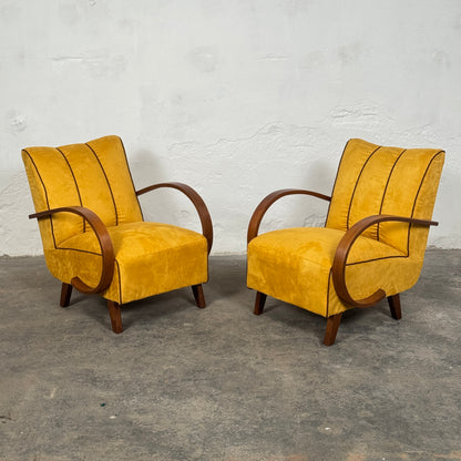 Pair of Art Deco Armchairs by Jindřich Halabala for UP Závody 1930s