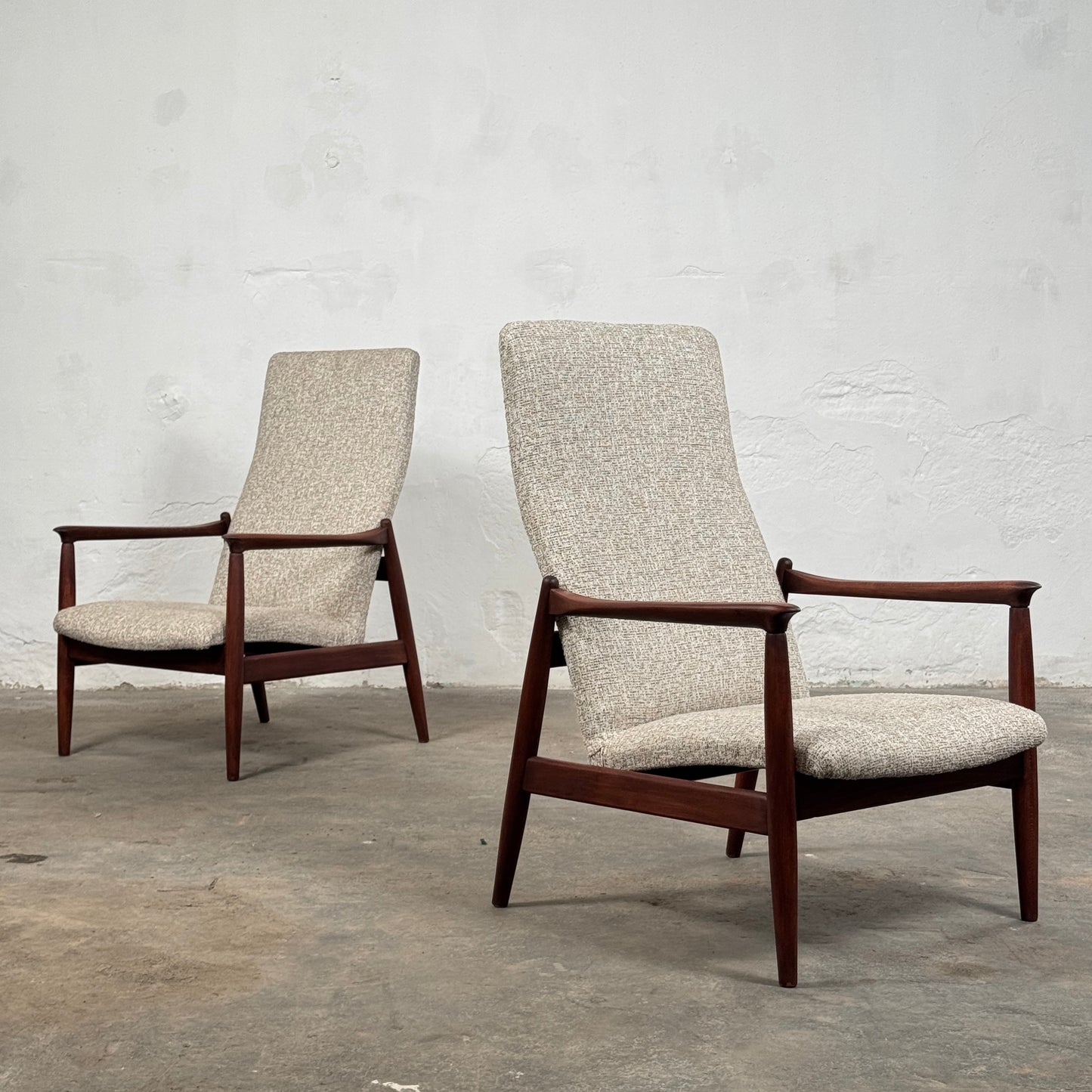 Pair of Restored GFM-64 High Back Lounge Chairs by Edmund Homa, 1960s