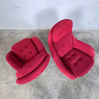 UP Závody Burgundy Swivel Chair, 1960s