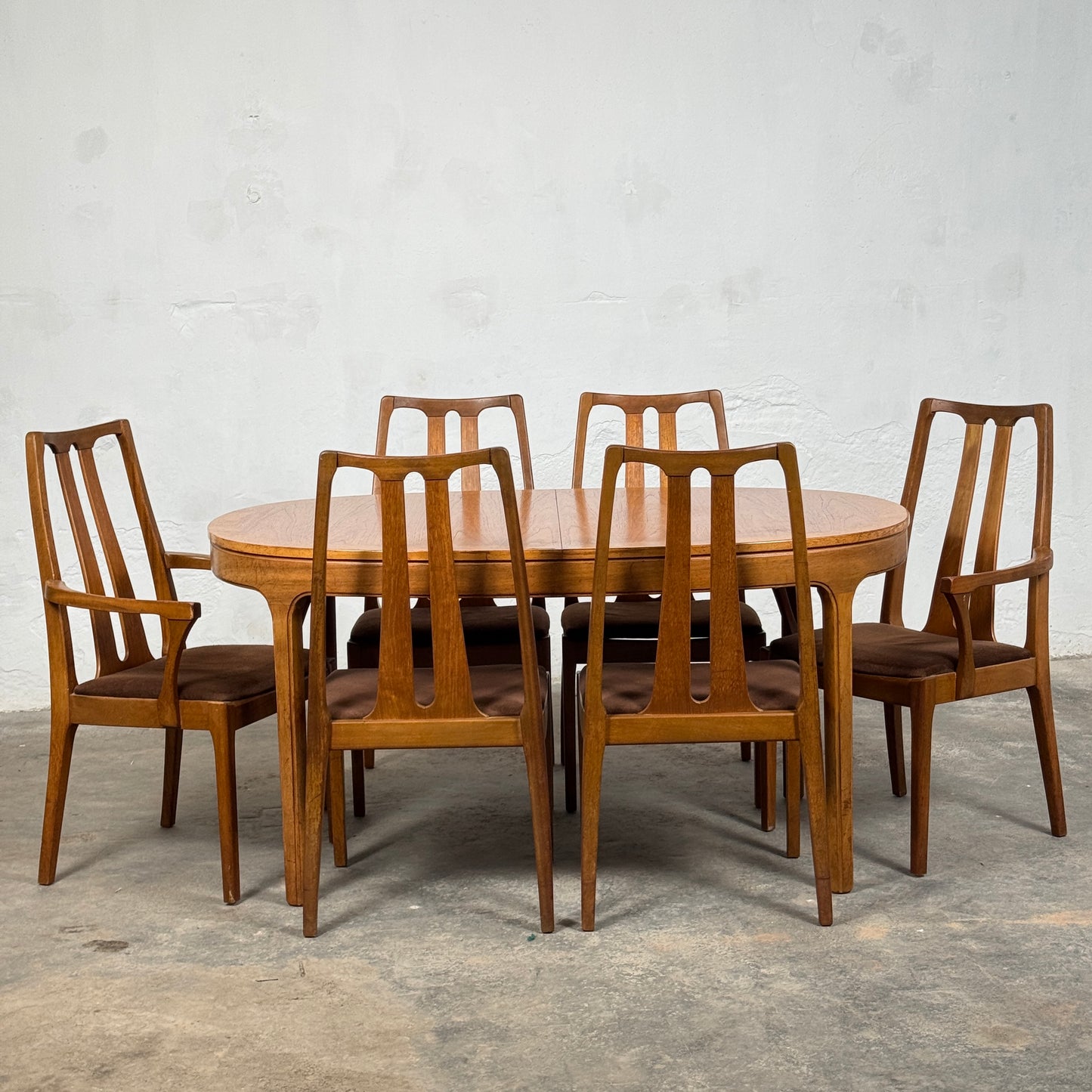 Mid-Century Nathan Dining Set: Extendible Table & 6 Chairs, 1960