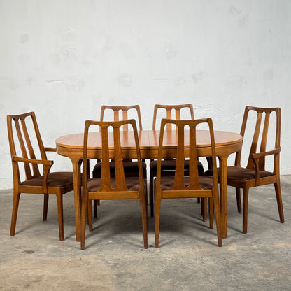 Mid-Century Nathan Dining Set: Extendible Table & 6 Chairs, 1960