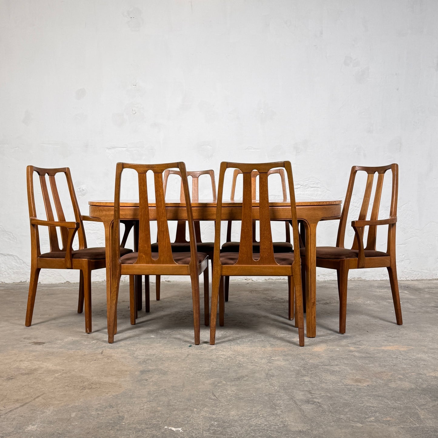 Mid-Century Nathan Dining Set: Extendible Table & 6 Chairs, 1960